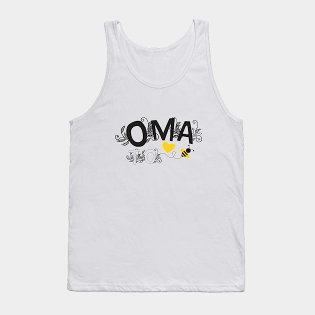 Oma To Be | Modern Cute Black And White Floral Typography With Yellow Bee And Heart | New Baby Announcement Tank Top by ZAZIZU